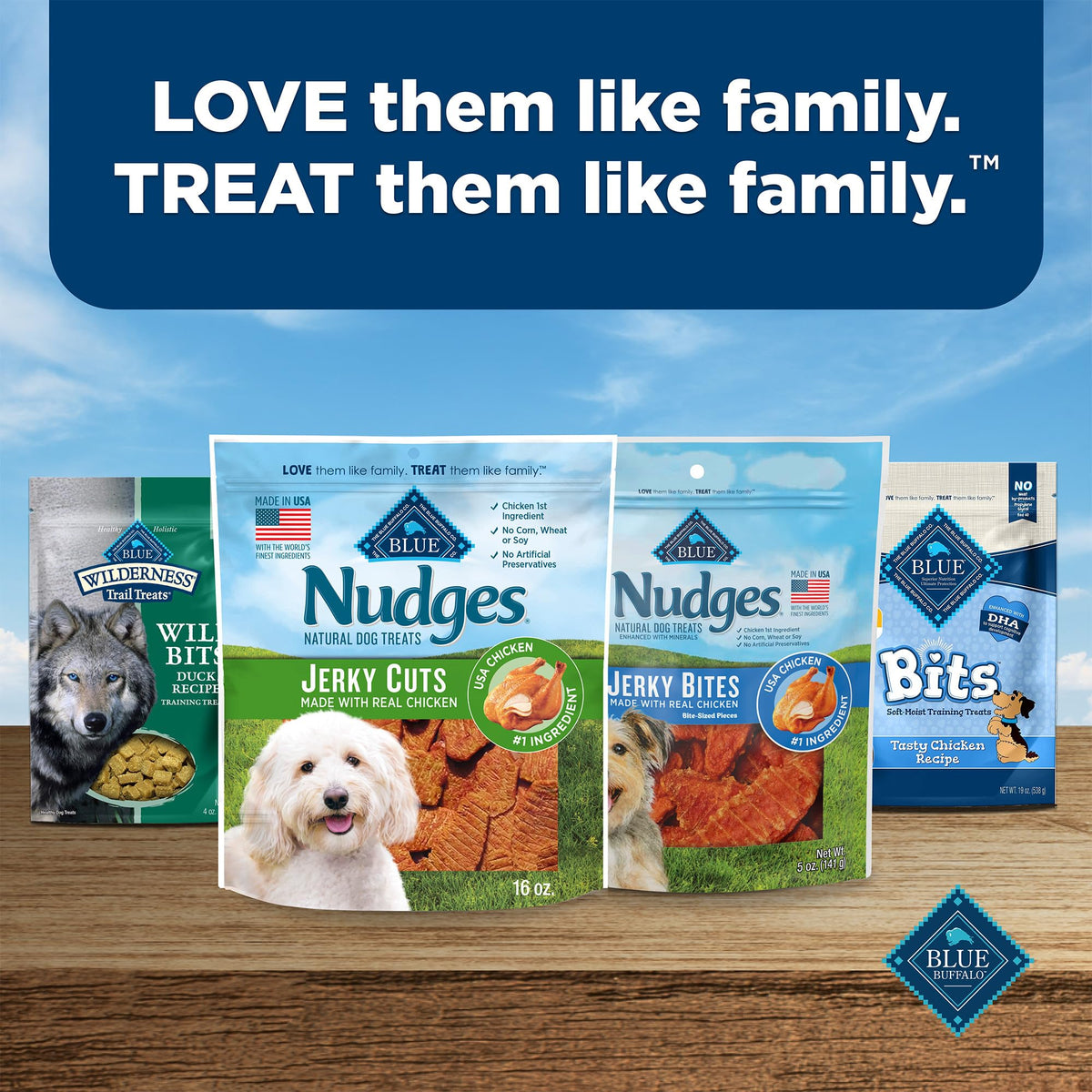 Blue Buffalo Nudges Chicken Jerky Cuts Dog Treats, 16 oz