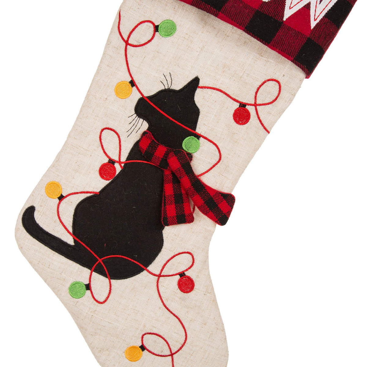 Glitzhome LED Christmas Stockings – 21" Embroidered Linen Stockings, 2-Pack