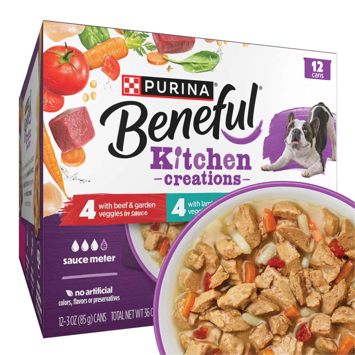 Purina Beneful Kitchen Creations Lamb Wet Dog Food in Sauce, 12 Cans