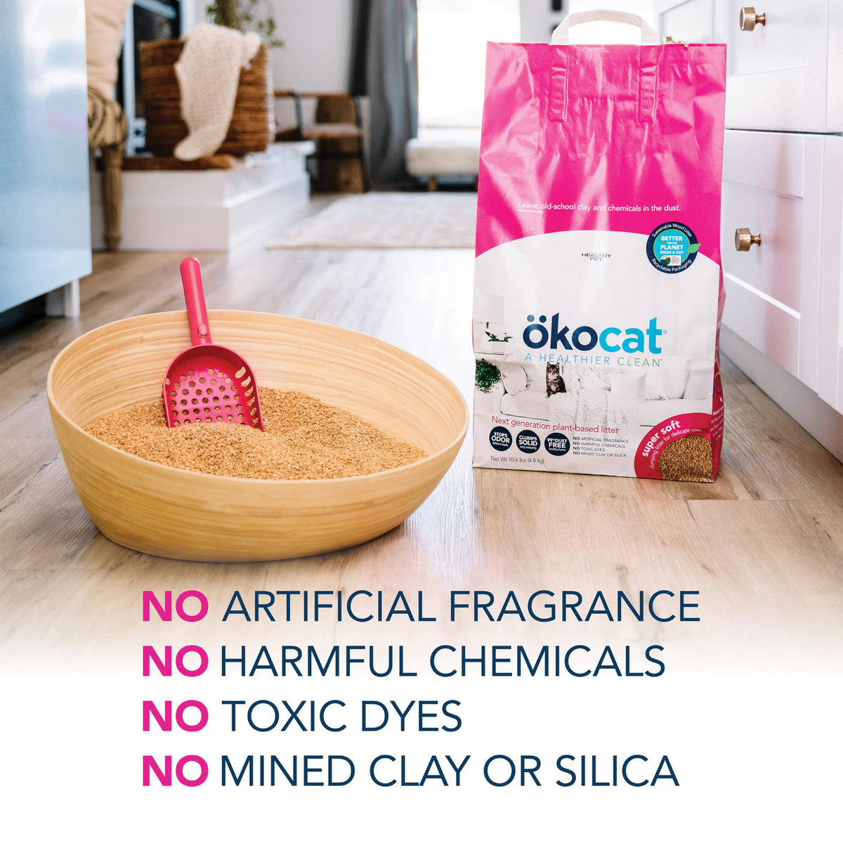 ökocat Low-Tracking Natural Wood Clumping Cat Litter, 14 lb