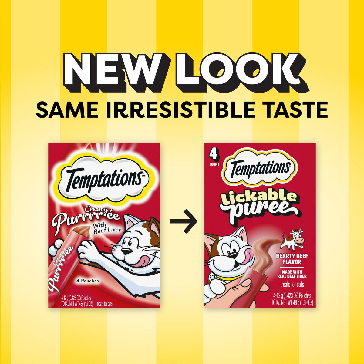 Temptations Creamy Purée Lickable Cat Treats – Seafood Variety, 48 Count