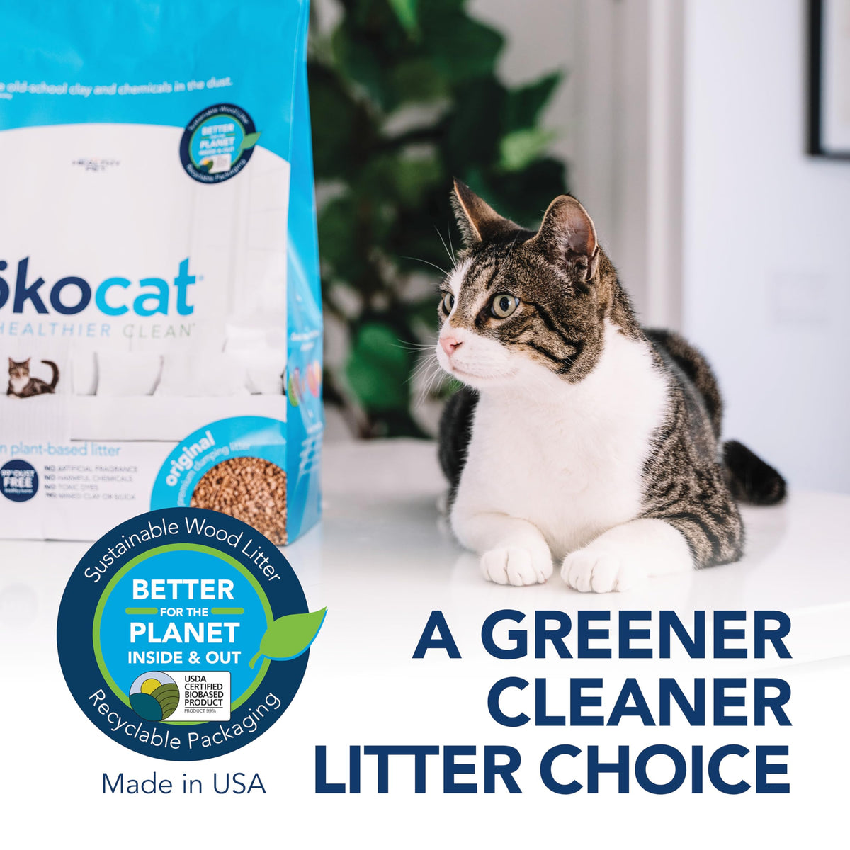 ökocat Low-Tracking Natural Wood Clumping Cat Litter, 14 lb
