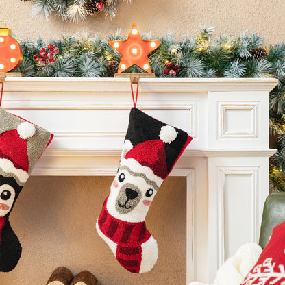 Glitzhome LED Christmas Stockings – 21" Embroidered Linen Stockings, 2-Pack