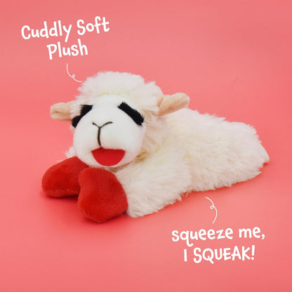 Multipet Holiday Lamb Chop – 10.5" Plush Squeaky Dog Toy with Reindeer Antlers
