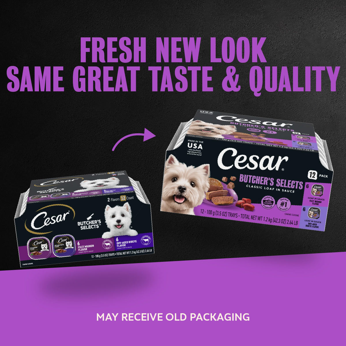 Cesar Meaty Selects Classic Loaf in Sauce Wet Dog Food, 36 Trays