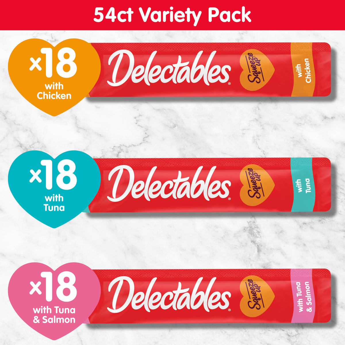 Hartz Delectables Squeeze Up Lickable Cat Treats – Variety Pack, 24 Tubes