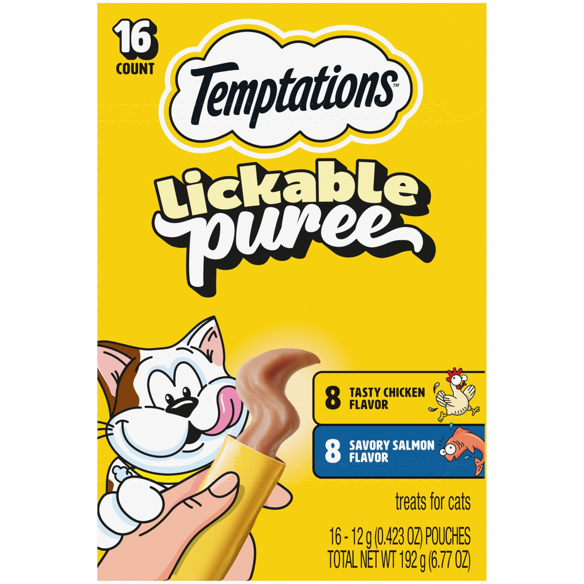 Temptations Creamy Purée Lickable Cat Treats – Seafood Variety, 48 Count