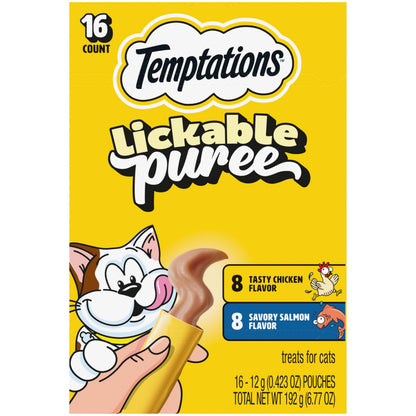Temptations Creamy Purée Lickable Cat Treats – Seafood Variety, 48 Count