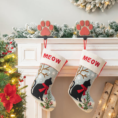 Glitzhome LED Christmas Stockings – 21" Embroidered Linen Stockings, 2-Pack