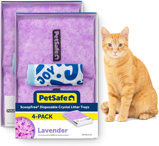PetSafe ScoopFree Lavender Crystal Disposable Cat Litter Trays, 4-Pack