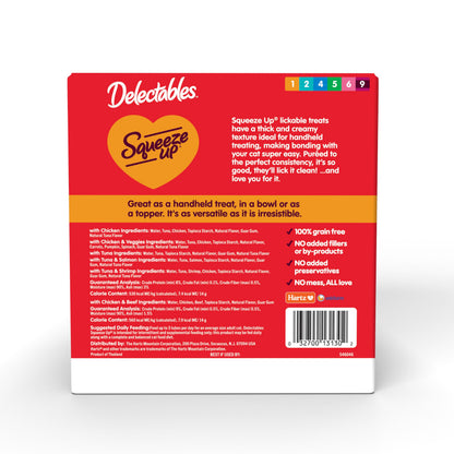 Hartz Delectables Squeeze Up Lickable Cat Treats – Variety Pack, 24 Tubes