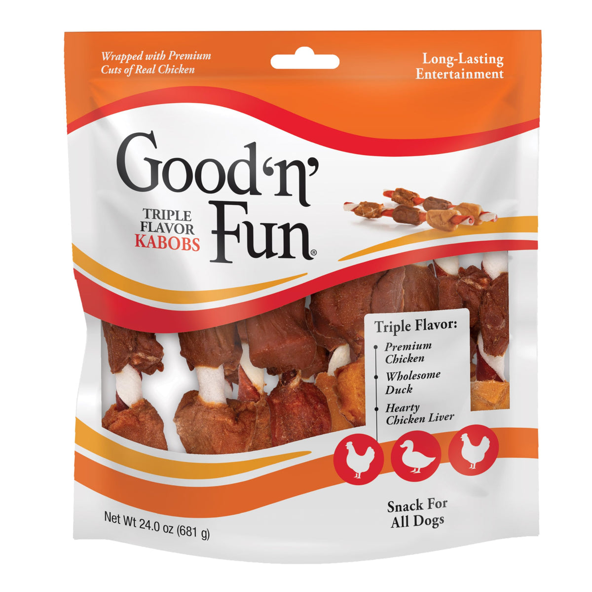Good 'n' Fun Triple Flavor Kabobs Dog Chews, 24 oz