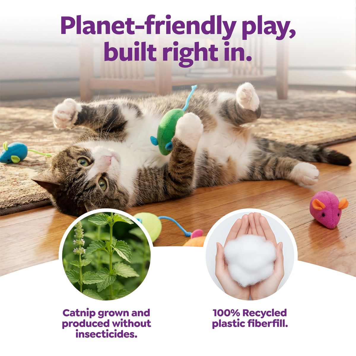 SmartyKat Skitter Critters catnip mice - lightweight plush cat toys for hunting play