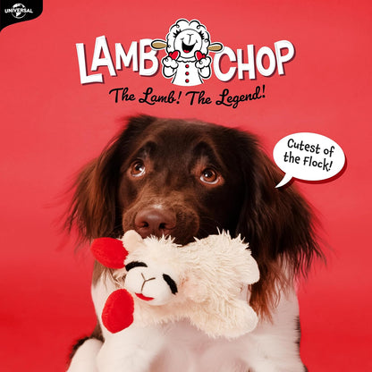 Multipet Holiday Lamb Chop – 10.5" Plush Squeaky Dog Toy with Reindeer Antlers