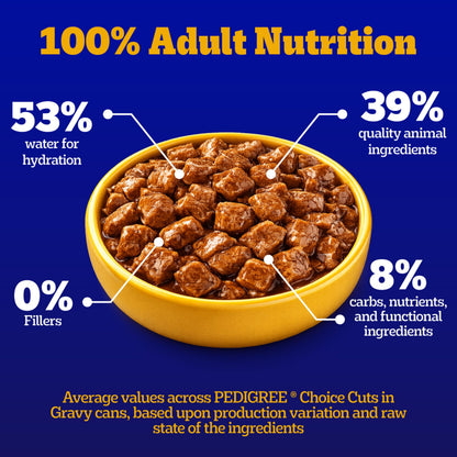 Pedigree Choice Cuts Beef Stew – detail close-up view