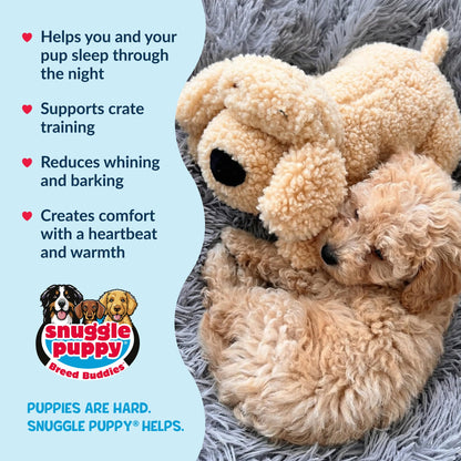 Snuggle Puppy Heartbeat Toy – Calming Comfort Plush for Medium Dogs, Cream