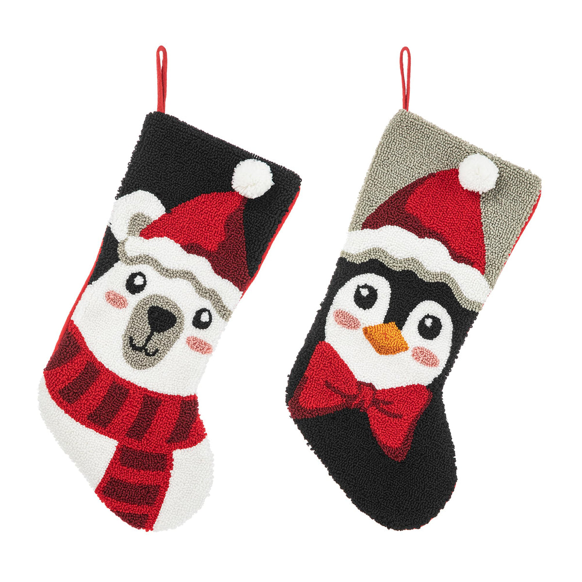 Glitzhome LED Christmas Stockings – 21" Embroidered Linen Stockings, 2-Pack