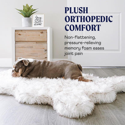 PAW PupRug Orthopedic Memory Foam Dog Bed – White/Brown, 40 x 25 in