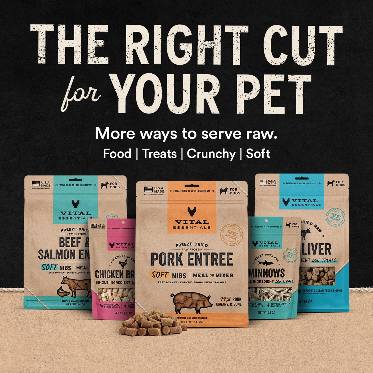 Vital Essentials Freeze-Dried Beef Tripe Nibs Dog Treats, 14 oz