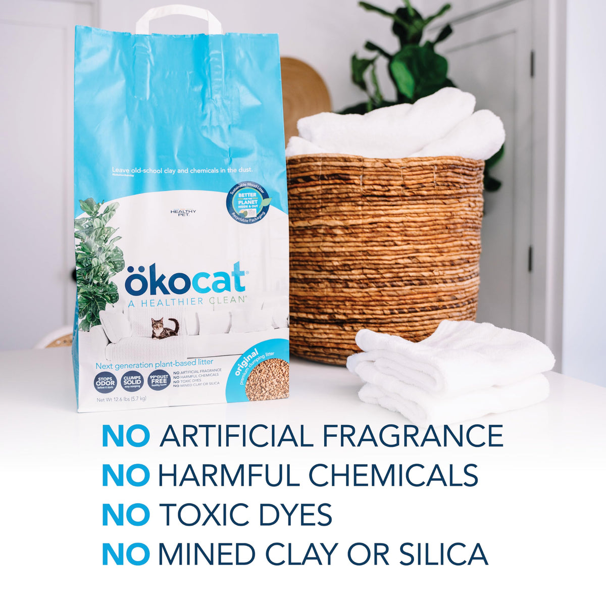 ökocat Low-Tracking Natural Wood Clumping Cat Litter, 14 lb