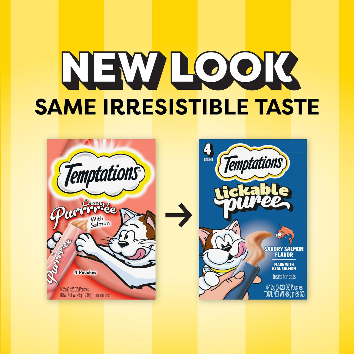 Temptations Creamy Purée Lickable Cat Treats – Seafood Variety, 48 Count