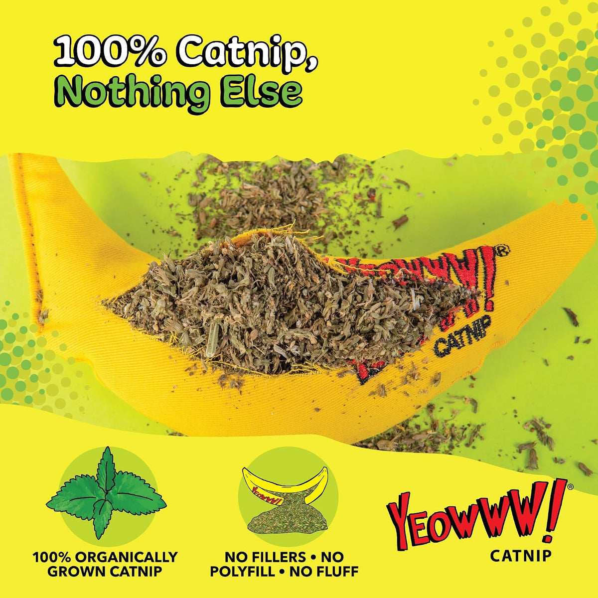 Yeowww! Catnip Banana cat toy stuffed with organically grown catnip