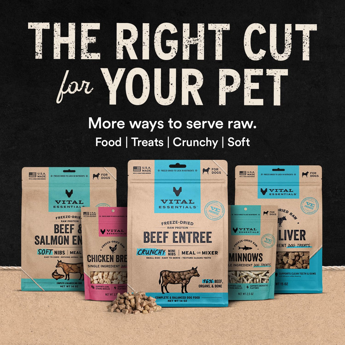 Vital Essentials Freeze-Dried Beef Tripe Nibs Dog Treats, 14 oz
