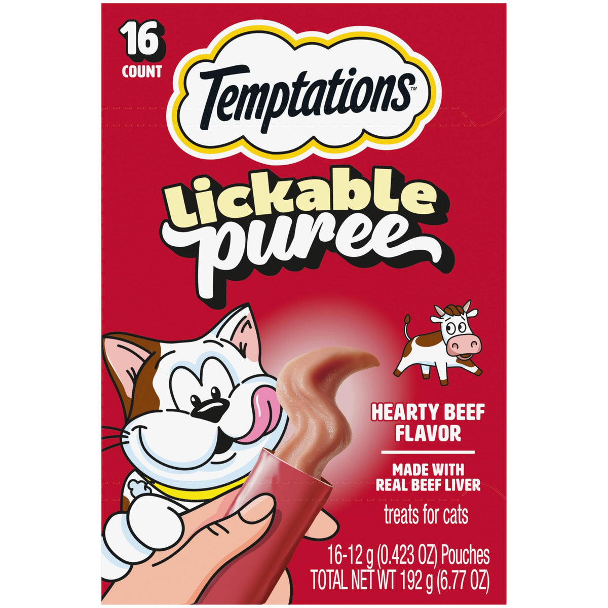 Temptations Creamy Purée Lickable Cat Treats – Seafood Variety, 48 Count