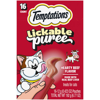 Temptations Creamy Purée Lickable Cat Treats – Seafood Variety, 48 Count