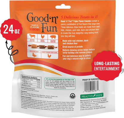 Good 'n' Fun Triple Flavor Kabobs Dog Chews, 24 oz