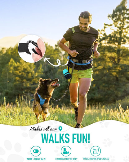 lesotc portable dog water bottle with fold-out bowl 18 oz