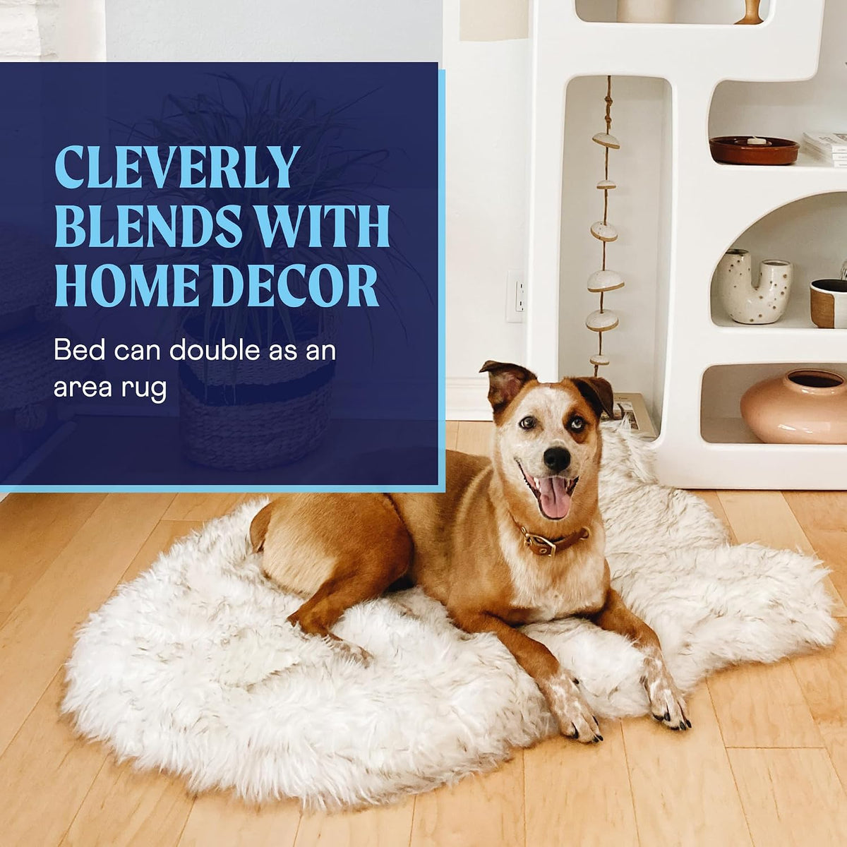 PAW PupRug Orthopedic Memory Foam Dog Bed – White/Brown, 40 x 25 in