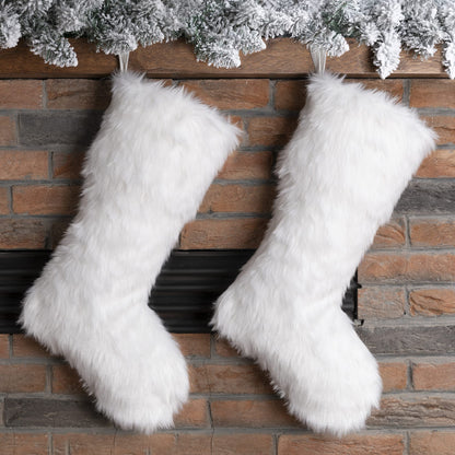 Glitzhome LED Christmas Stockings – 21" Embroidered Linen Stockings, 2-Pack