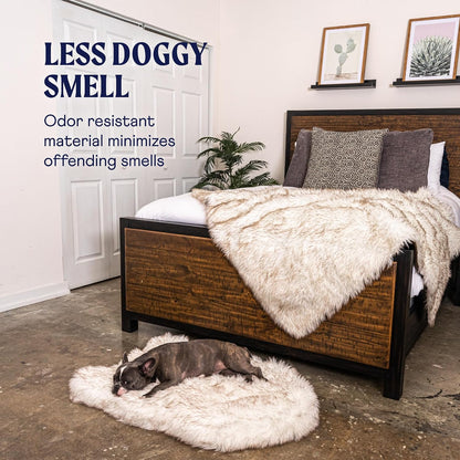 PAW PupRug Orthopedic Memory Foam Dog Bed – White/Brown, 40 x 25 in