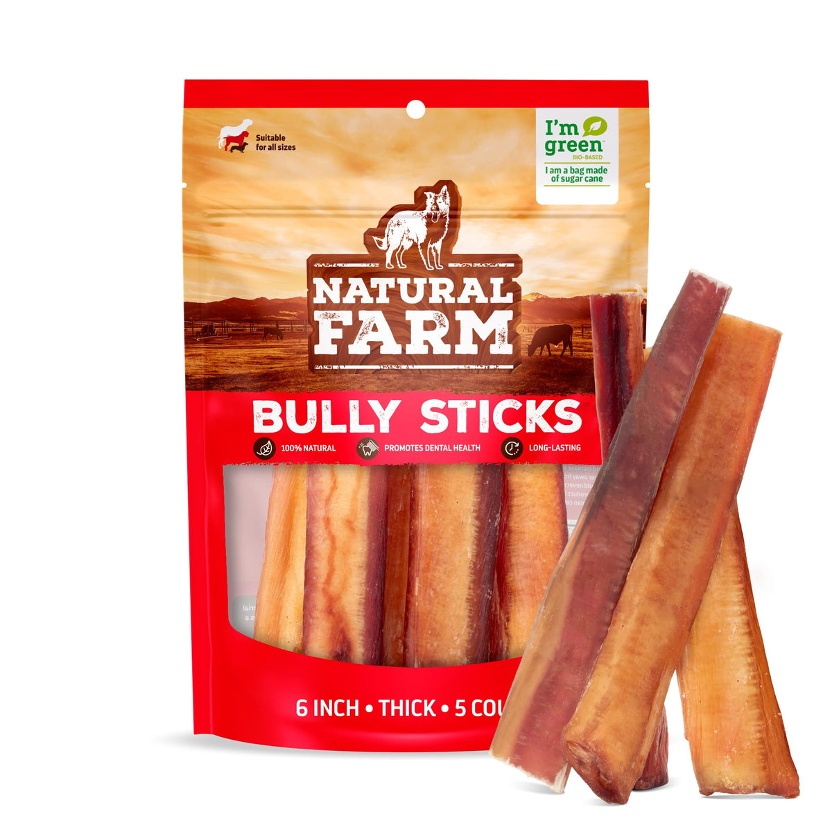 Odor-Free Bully Sticks 6 Inch – detail close-up view