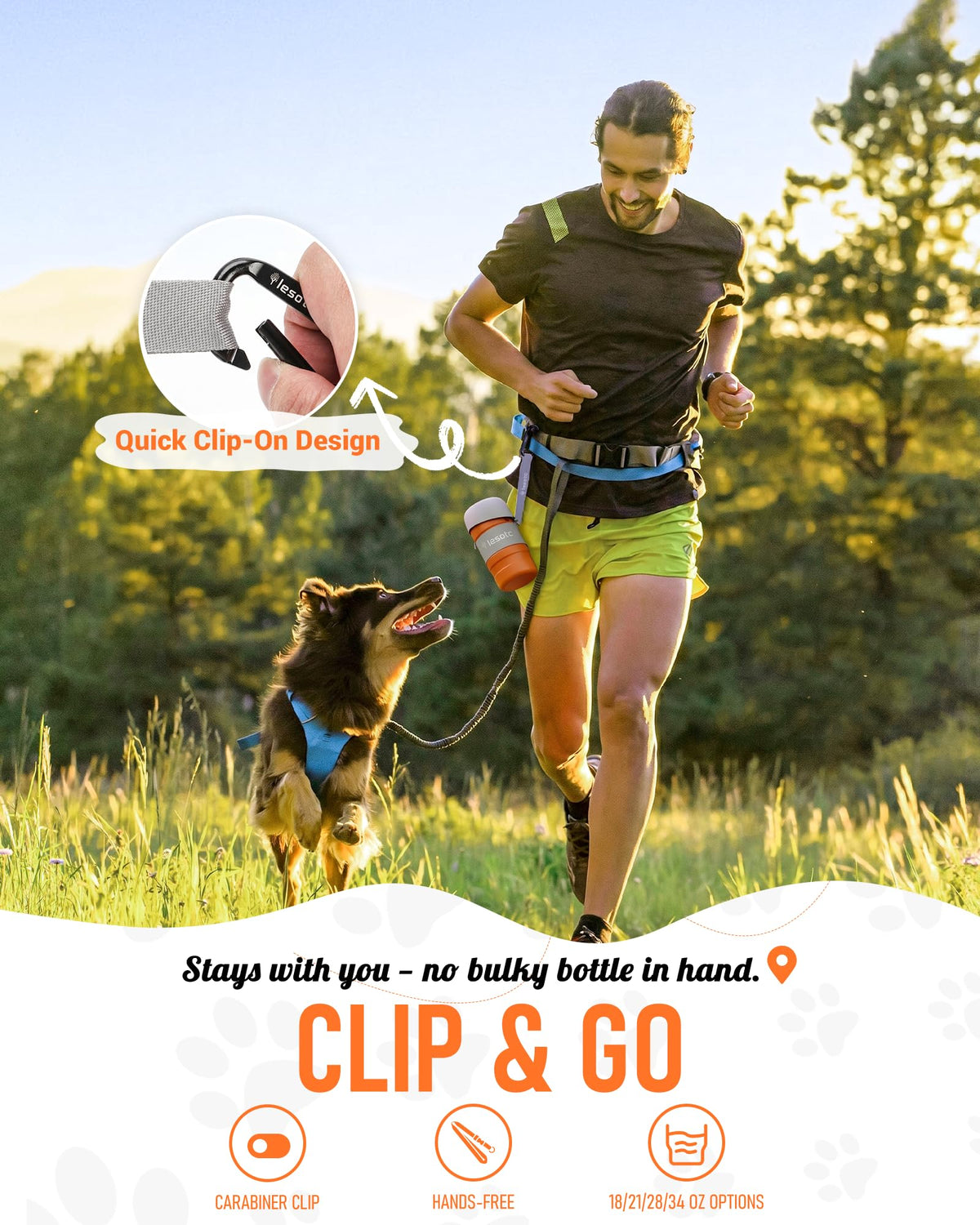 lesotc leak-proof dog water dispenser for hiking