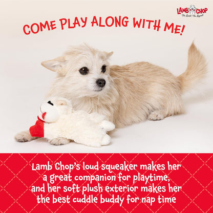Multipet Holiday Lamb Chop – 10.5" Plush Squeaky Dog Toy with Reindeer Antlers
