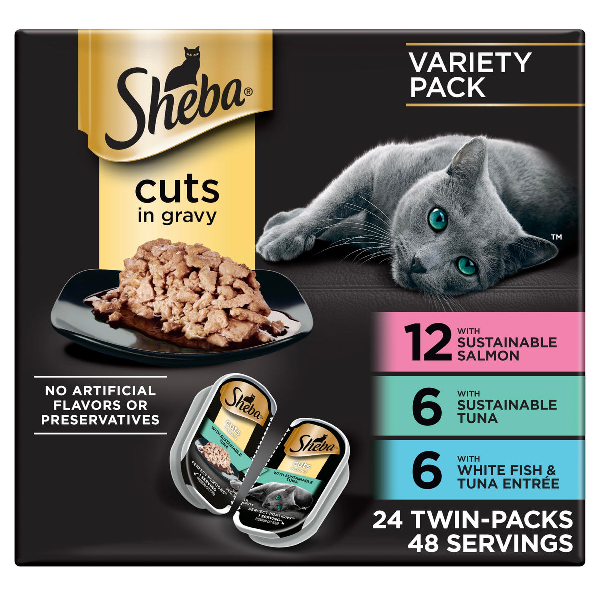 Sheba Perfect Portions Cuts in Gravy Wet Cat Food Multipack, 24 Trays