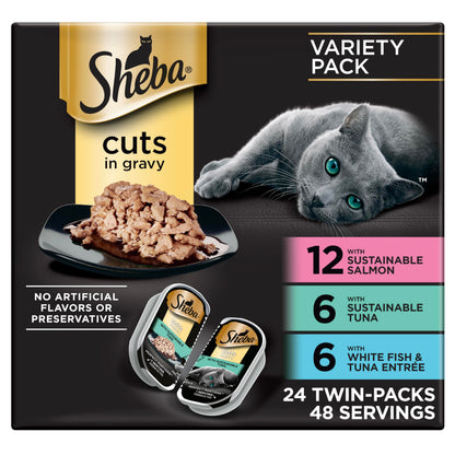 Sheba Perfect Portions Cuts in Gravy Wet Cat Food Multipack, 24 Trays