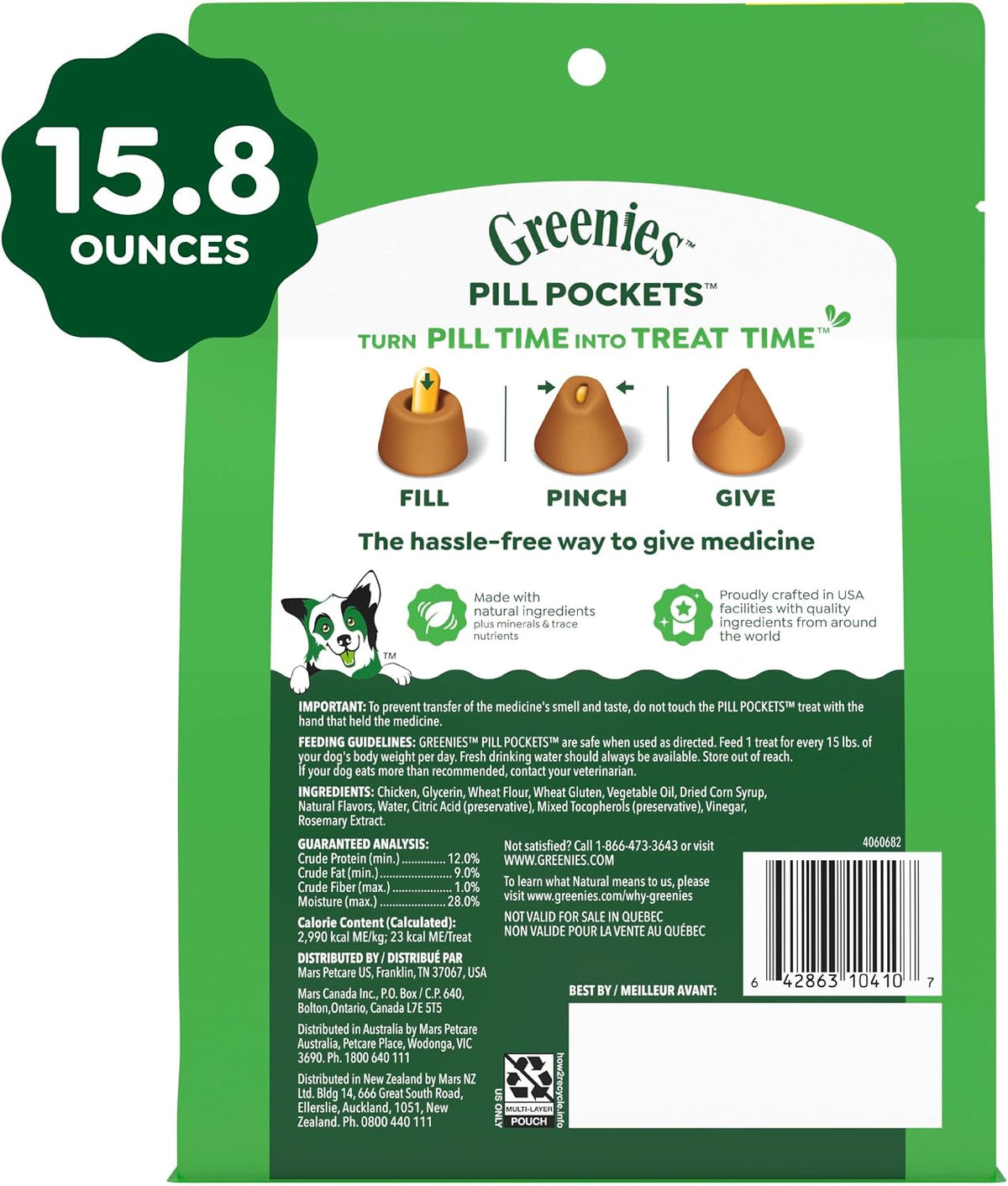 Greenies Pill Pockets for Large Dogs – Chicken Flavor, 15.8 oz