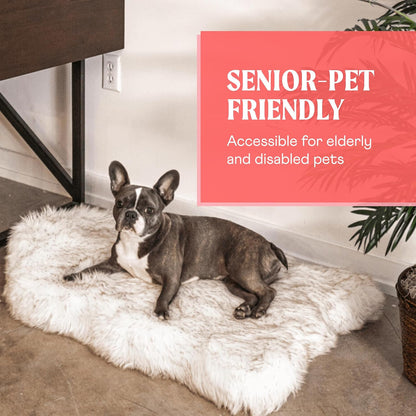 PAW PupRug Orthopedic Memory Foam Dog Bed – White/Brown, 40 x 25 in