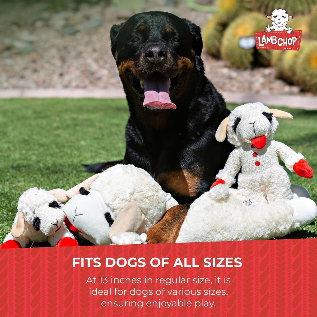 Multipet Holiday Lamb Chop – 10.5" Plush Squeaky Dog Toy with Reindeer Antlers