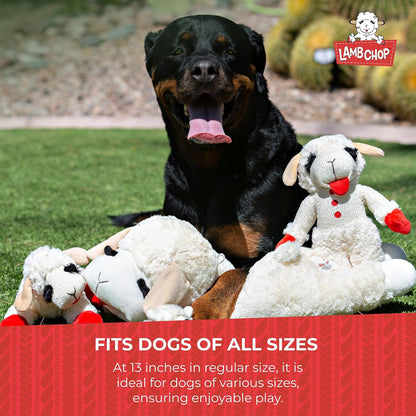 Multipet Holiday Lamb Chop – 10.5" Plush Squeaky Dog Toy with Reindeer Antlers