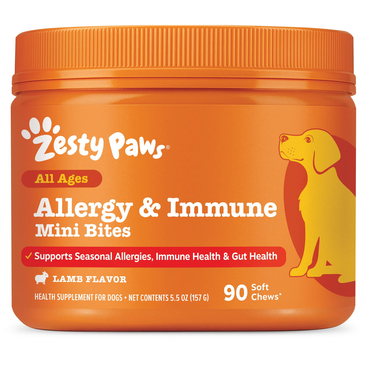 Zesty Paws Peanut Butter Allergy Support Chews for Dogs, 90 Count
