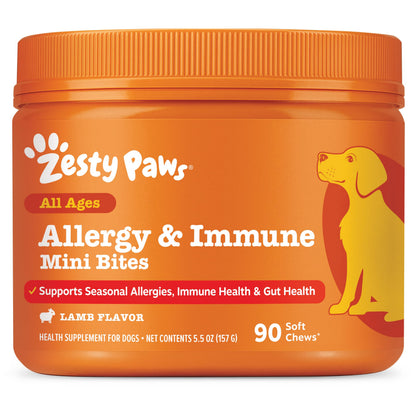 Zesty Paws Peanut Butter Allergy Support Chews for Dogs, 90 Count