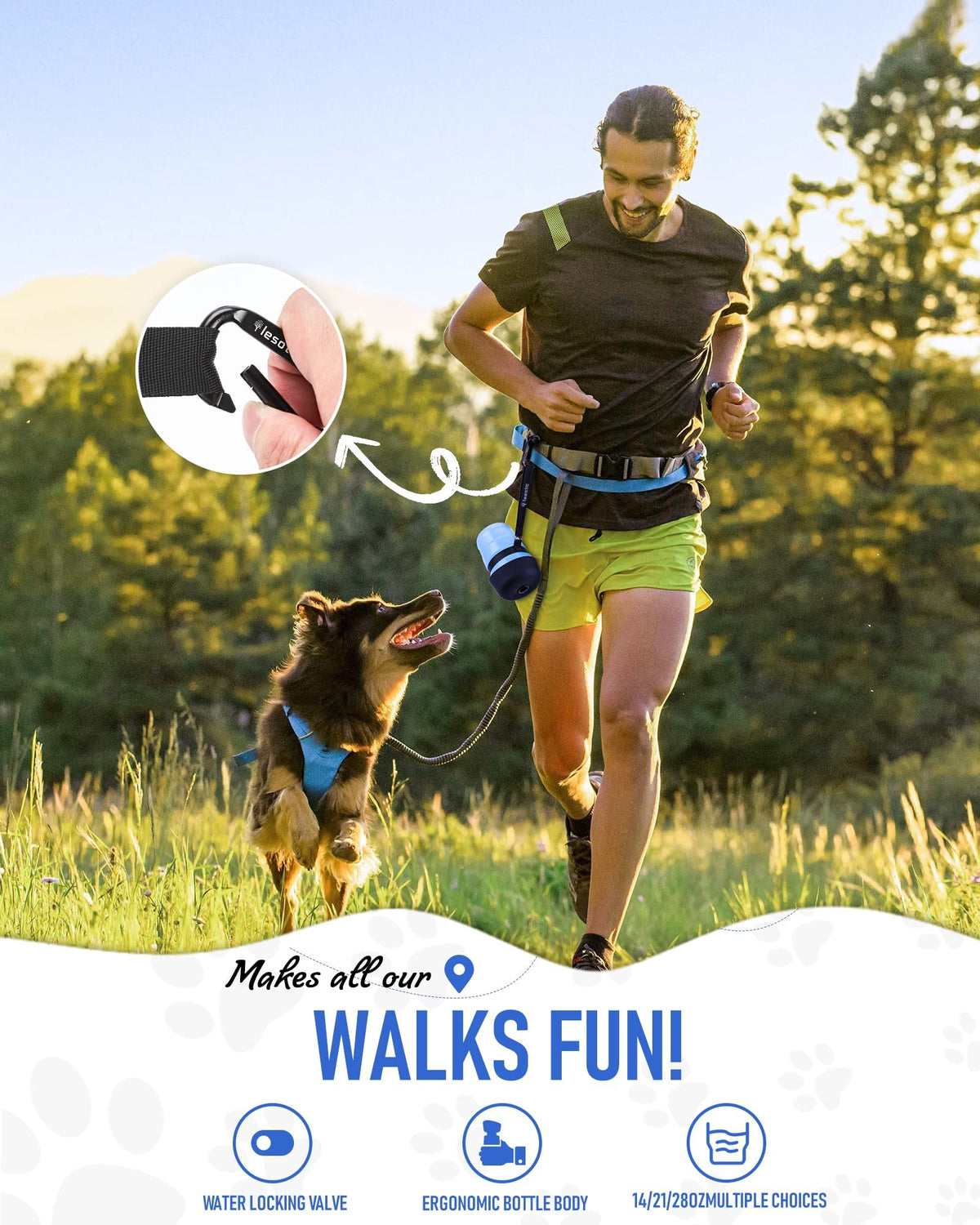 lesotc dog water bottle light blue travel squeeze bottle