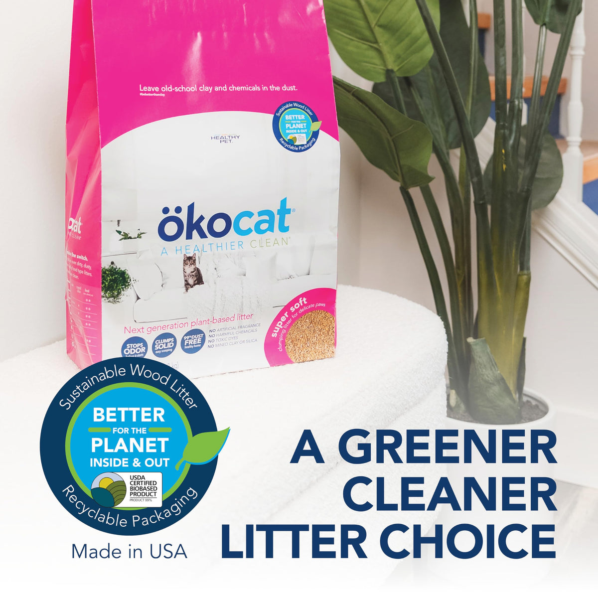 ökocat Low-Tracking Natural Wood Clumping Cat Litter, 14 lb