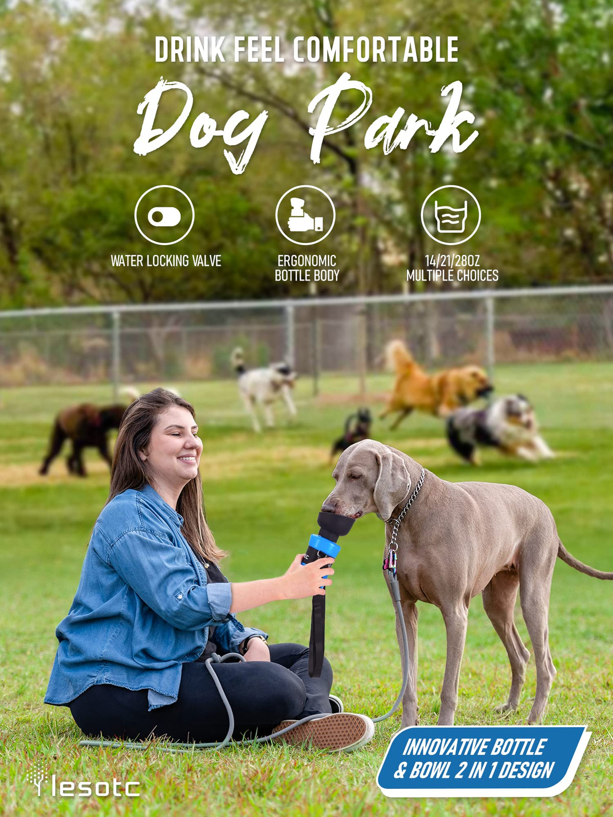 lesotc leak-proof dog water dispenser for hiking