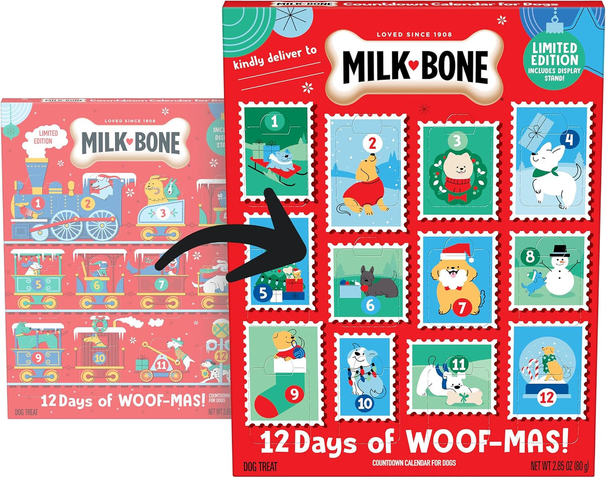 Milk-Bone 12 Days of Woof-Mas dog treat countdown calendar designs
