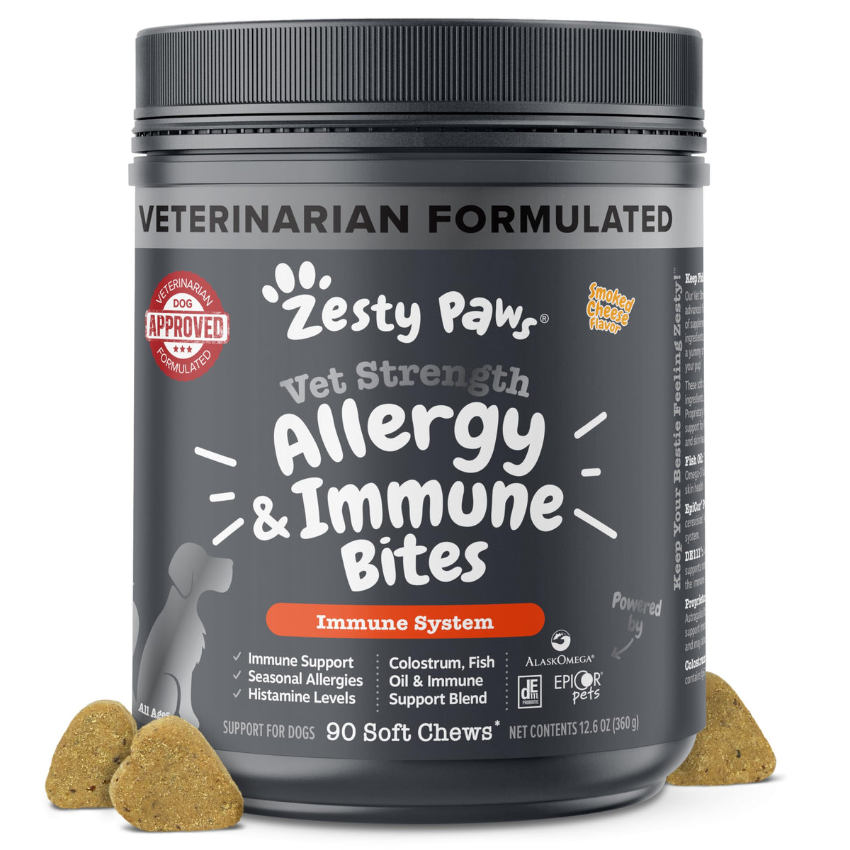 Zesty Paws Peanut Butter Allergy Support Chews for Dogs, 90 Count